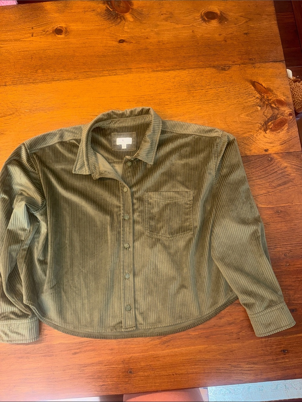 True Craft Olive Green Corduroy Shirt Jacket